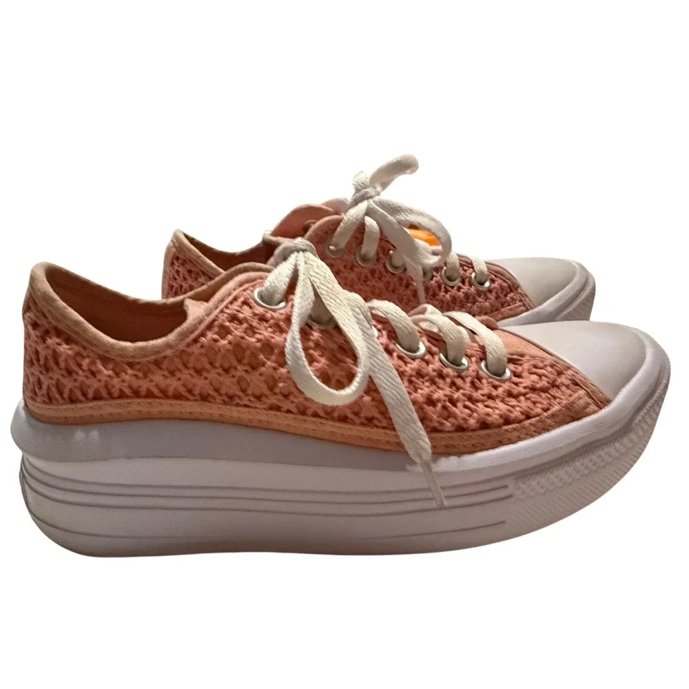 Converse Chuck Taylor All Star Move Peach Crochet Platform Sneakers A08740C 4.5Y